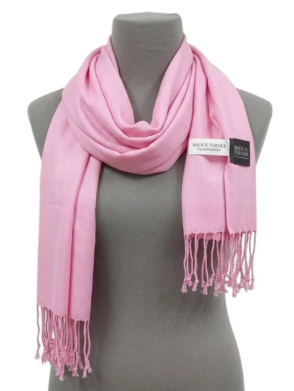 Bijoux Terner Pashmina Shawl Wrap Light Pink Pseudo - 100% Viscose with Fringe